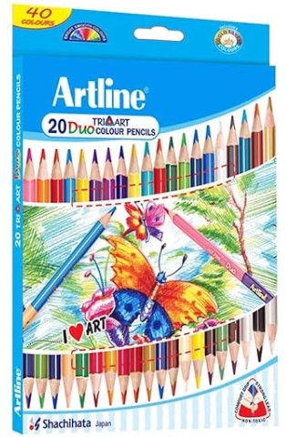 Artline Vibrant Coloured Pencils Combo Pack: 3 Charcoal Pencils, 6 Sketch Pencils, and 20 Duo Art Colour Pencils